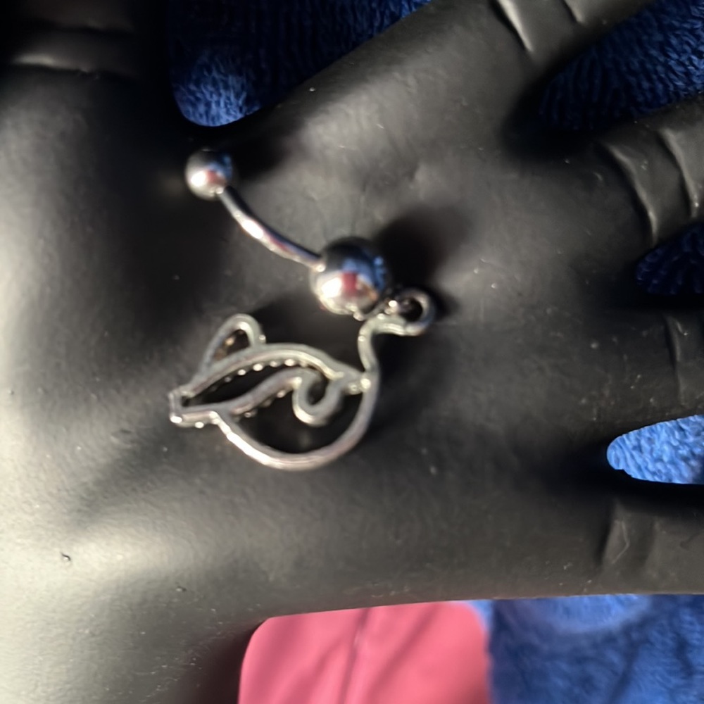 Iridescent Cat Belly Button Ring - image 3